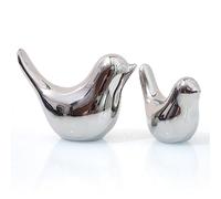 Notakia Lot de 2 statues d'oiseaux de style moderne pour salon, chambre, bureau, armoires (oiseaux argentés)