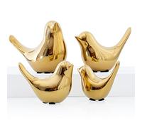 Notakia Lot de 4 statues d'oiseaux de style moderne pour salon, chambre, bureau, armoires (oiseaux dorés)