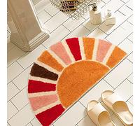 NOTASA Tapis de salle de bain bohème en demi-cercle, joli tapis de bain bohème pour chambre à coucher, grand tapis de douche antidérapant, semi-rond, tapis de douche amusant, lavable, tapis de sol