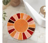 NOTASA Tapis de salle de bain rond bohème - Joli tapis de bain bohème pour chambre à coucher - Grand tapis antidérapant - Lavable - Tapis de sol d'intérieur - Soleil rétro - 81,3 cm