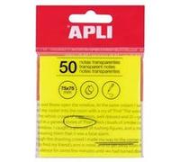 Note adhésives - Transparentes - De couleur jaune - 75x75mm - Apli Jaune