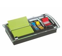 Note and Flag Dispenser, 3 x 3 Canary Notes and Assorted Flags, Black Dispenser