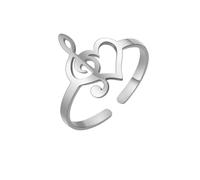Note de musique coeur d’aigus et de basse bague femmes en acier inoxydable or couleur ouverte doigt anneaux bijoux de mode cadeau