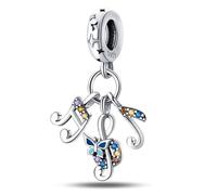 Note de musique colorée romantique trois pièces, breloque pour bracelet, compatible avec le collier bracelet pandora