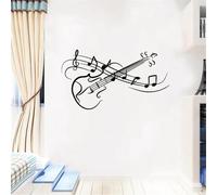 Note de musique créative noire autocollant mural violon abstrait instrument de musique murale autocollant imperméable