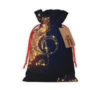 Note de musique dorée avec étoile brillante tombée, 11,9 x 17,5 cm, sac de Noël avec cordon de serrage, idéal pour les adultes pour emballer des cadeaux pour Noël, Halloween