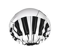 Note de musique motif de piano bonnet de douche femmes réutilisables cheveux longs casquettes réglable double couche bain douche chapeau pour femmes enfants adapté à toutes les longueurs