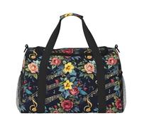 Note de musique Sac de gym à imprimé floral de grande capacité, sac de transport à main pliable pour activités de plein air dernière intervention