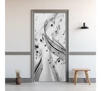Note de Musique Sticker Mural, Notation Musicale Autocollants De Porte Muraux Décoration Poster Murale, Ligne Moderne Minimaliste Stickers de Porte Imperméable Vinyle 80x200 cm
