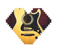 Note Guitare Impression Art Brique Puzzle Coeur Brique Brique Brique Bricolage Bricolage Blocs Set 3D Puzzle Décoration Maison 82 Pièces