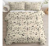 Note Housse de Couette 135x200 ThèMe Musical 3 Piè Parure de Lit Microfibre avec Fermeture Éclair, Parure de Couette avec 2 Taie Oreillers 65x65cm F1610