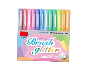 Note Marqueurs pinceaux 12 couleurs pour planification de bureau | À base d'eau, carnets de journaux, résumés des leçons, notes décoratives et page avec pointes souples
