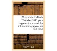 Note Ministérielle Du 19 Octobre 1890, Médicaments Et Matériel