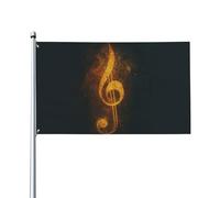 Note Musicale Ardente Drapeaux Décoratif Garden Flag Résistant Aux Intempéries Bannière Pour Vacances Pelouse Bar Mur 90X150Cm
