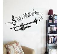 Note noire trompette instrument de musique autocollant mural billets de musique autocollant mural décoration intérieure art décalcomanie décoration étude décoration papier peint