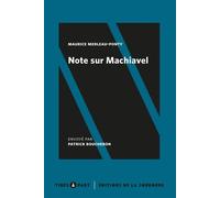 Note sur Machiavel - Maurice Merleau-Ponty - De La Sorbonne Editions - broché - Essai