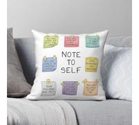 Note to Self Mental Health Taie d'oreiller carrée en polyester et lin Motif velours Fermeture éclair Housse de coussin décorative pour la maison