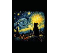 Notebook 6"x9" and 120 Lined Paper: Cat Starry Night Van Gogh Cat For Cat Lover Cat Mom Cat Dad