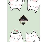 Notebook: Cat White And Pink Cute Cat On Blue Cover And Dot Graph Line Sketch Pages, Extra Large (8.5 X 11) Inches, 110 Pages, White Paper, Sketch, Notebook Journal