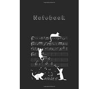 Notebook: Cute Cat Kitty Playing Music Clef Piano Musician Art Medium Size 6'' X 9'' Cello Notebookwhite Paper Blank Journal With Black Cover 116 Pages For Men And Women