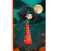 Notebook: Cute Whimsical Halloween Teen Girl with Pumpkins and Full Moon on Blank Lined Notebook