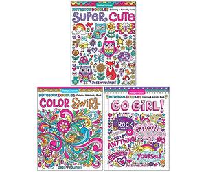 Notebook Doodles Collection 3 Books Set By Jess Volinski (Super Cute, Color Swirl, Go Girl!)