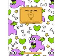 Notebook: Friendly Monster Back to School Wide Ruled Composition Notebook, Back to School Gift, School Supplies For Boys and Girls, Semi-Transparent Monster Doodles in Notebook, 100 Pages