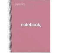 Miquelrius - Cahier A4 à spirale, Notebook Emotions, 80 Feuilles microperforée 90 g/m², Petits carreaux 5 mm, 1 Bande Couleur, Cahier Quadrillé, Couverture Rigide, 4 Trous, Rose poudré