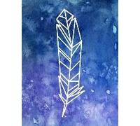 Notebook: Modern Feather Silhouette Watercolor College Ruled Line Paper 8.5x11 Composition Note Book 100 Sheets (200 Pages)