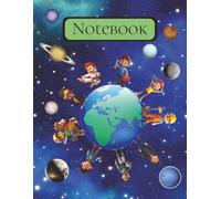 Notebook: Space And Planet Themed, For Boys 6-8 Years, Generous 8.5 x 11 Size, 130 Pages, Wide Ruled Handwriting Paper, Perfect For Young Writers