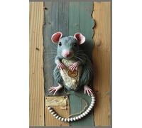 Notebook Year of The Rat Cover Mixed Media Design Grey Rat Keeping Time: Hardcover 7mm Grid Dot 220 Pages| Journals for Writing, Work Business Study, ... Travel Journal, Scientific Field Notes
