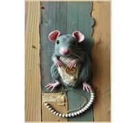 Notebook Year of The Rat Cover Mixed Media Design Grey Rat Keeping Time: Soft Cover Lined 8mm College Ruled With Margin 100 Pages| Journals for ... Travel Journal, Scientific Field Notes