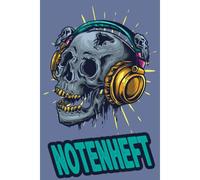 Notenheft: Din A5 Quer Fuer Anfaenger Und Fortgeschrittene / Blanko Notenblock / Leere Notenzeilen / Notensystem / Fuer Die Schule / Komponist / Poker Skull Totenkopf