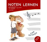 Notenheft. Noten lernen für Kinder und Anfänger. Klavier. Vier Oktaven.