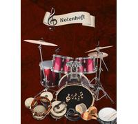 Notenheft Schlagzeug DIN A4 Notenbuch Xylophon Musikunterricht Trommeln Notenlinienheft Große Lineatur Glockenspiel Maracas Glocken Triangel Zimbel ... Notensysteme Rasseln Musiker Gongs B06B