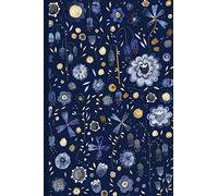 Notes: A Blank Guitar Tab Music Notebook With Dark Indigo Watercolor Flowers Painting Cover Art