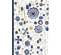 Notes: A Blank Sketchbook With Indigo Watercolor Flowers Painting Cover Art