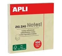 Notes Adhésives En Zig Zag - Couleur: Jaune Standard - 100 Feuilles - 75x75mm
