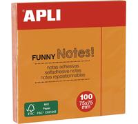 Notes Adhésives ""Funny""-75x75mm-Bloc De 100 Feuilles-Orange Fluo