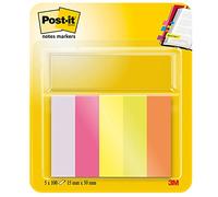 Post-it Marque-pages répositionnables 15 x 50 mm – 5 blocs x100 feuilles – Couleurs fluo