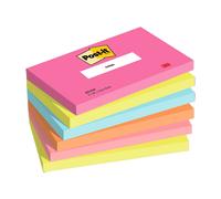 Post-it Notes repositionnables 7100259224 76 x 127 mm Assorties B/V/O/R – Lot 6x100 feuilles