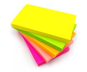 Notes adhésives Post-it lumineuses | Blocs-notes adhésifs rectangulaires | Liste de choses à faire | Pour la maison, le bureau et l'école | Lot de 4 | 76mm x 127mm 100 feuilles/bloc