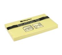 Notes autocollantes - Bloc 100 feuillets - Rectangulaire 75 x 125 mm - Adhésif repositionnable - Jaune