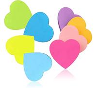 Notes autocollantes colorées 560 feuilles de notes en forme de cœur, super collantes, notes autocollantes colorées pour bureau, école, maison, 8 couleurs 76 x 76 mm