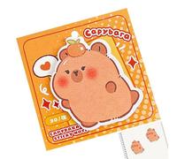 Notes autocollantes fantaisie - Papeterie mémo Capybara, blocs-notes de dessin animé mignons, 30 feuilles de papier adhésif avec des figures amusantes | Écoles, organisations d'études, écriture, rappe