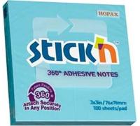 Notes autocollantes Hopax 360° - 76 x 76 mm / 100 feuillets / bleu