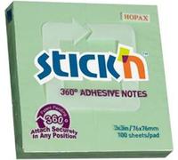 Notes autocollantes Hopax 360° - 76 x 76 mm / 100 feuillets / vert