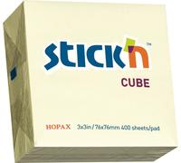 Notes autocollantes Hopax - 76 x 76 mm / 400 feuillets / jaune