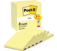 Notes Autocollantes,Pack Promo,Pack De 5 Blocs + 1 Gratuit,100 Feuilles Par Bloc,76 Mmx76 Mm,Jaune Pastel-Feuillets Adhésifs Pour Prise De Notes,Listes De Tâches Et Rappels
