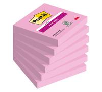 Post-it Notes Autocollantes Super Sticky, Rose, Pack de 6 Blocs, 90 Feuilles par Bloc, 76 mm x 76 mm - Feuillets Super Adhésifs pour Prise de Notes, Listes de Tâches et Rappels